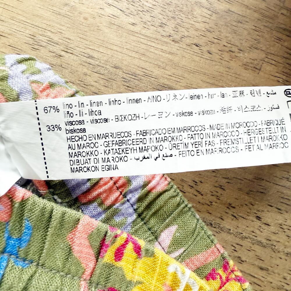 Zara Colorful Linen Blend Abstract Print Shorts - Size Large - Picture 4 of 4